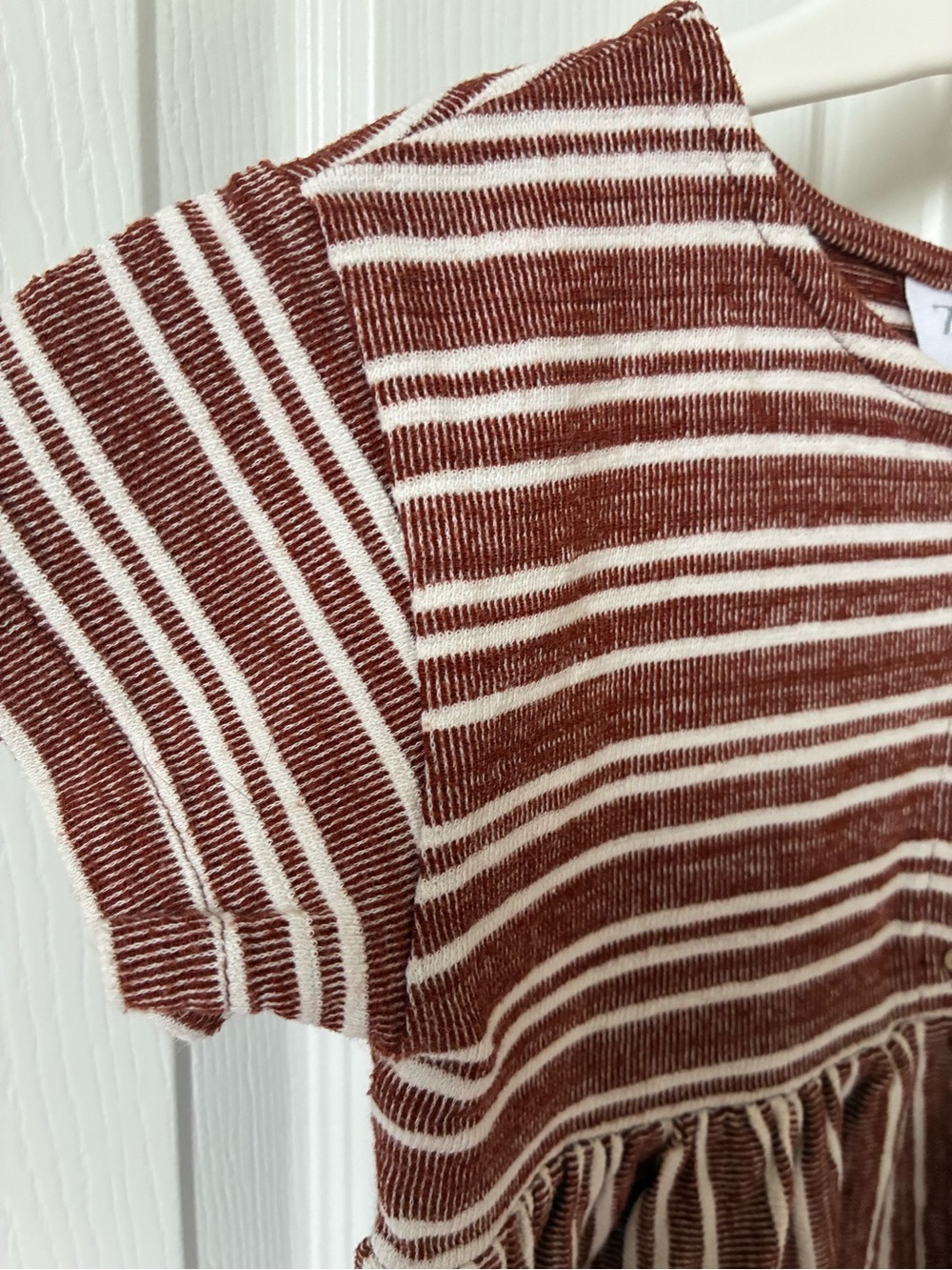 Zara Kids Brown & White Striped Short Sleeve Dress - Picture 7 of 7